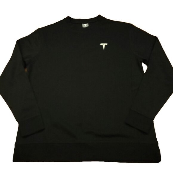 Tesla Adult S Sweatshirt Black Logo Crewneck Shirt Designed for Tesla Motors - Picture 1 of 12